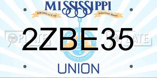 2ZBE35 Mississippi License Plate