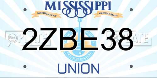 2ZBE38 Mississippi License Plate
