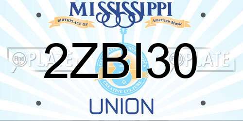 2ZBI30 Mississippi License Plate