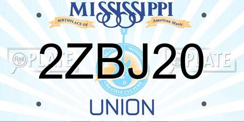 2ZBJ20 Mississippi License Plate