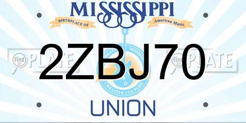 2ZBJ70 Mississippi License Plate
