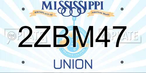 2ZBM47 Mississippi License Plate
