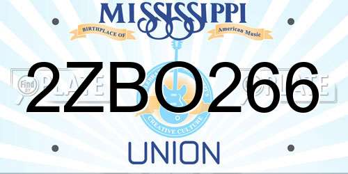 2ZBO266 Mississippi License Plate