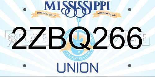 2ZBQ266 Mississippi License Plate