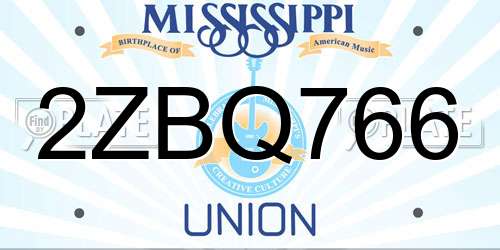 2ZBQ766 Mississippi License Plate