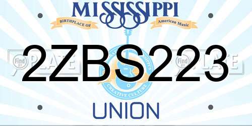 2ZBS223 Mississippi License Plate