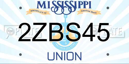 2ZBS45 Mississippi License Plate