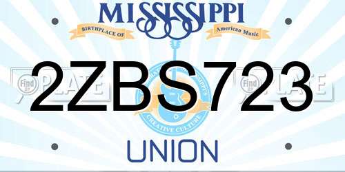 2ZBS723 Mississippi License Plate