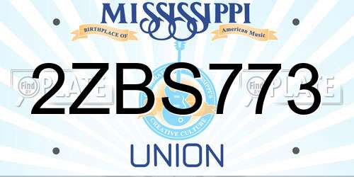 2ZBS773 Mississippi License Plate