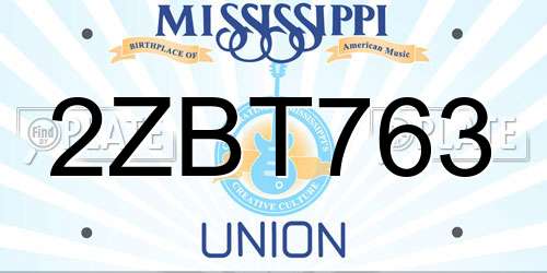 2ZBT763 Mississippi License Plate