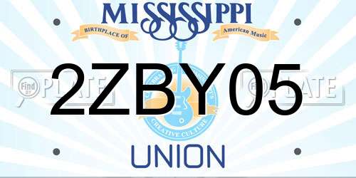2ZBY05 Mississippi License Plate
