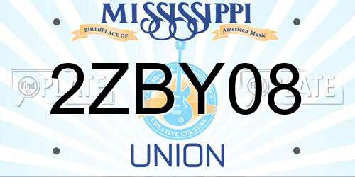 2ZBY08 Mississippi License Plate