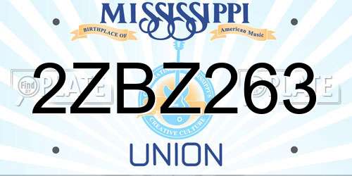 2ZBZ263 Mississippi License Plate