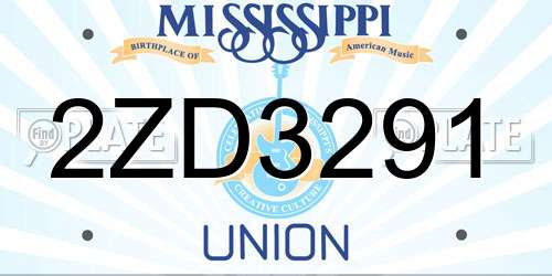 2ZD3291 Mississippi License Plate