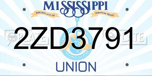 2ZD3791 Mississippi License Plate