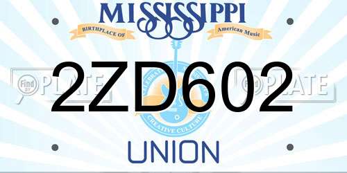 2ZD602 Mississippi License Plate