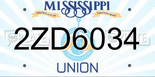 2ZD6034 Mississippi License Plate