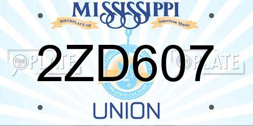 2ZD607 Mississippi License Plate