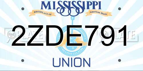2ZDE791 Mississippi License Plate