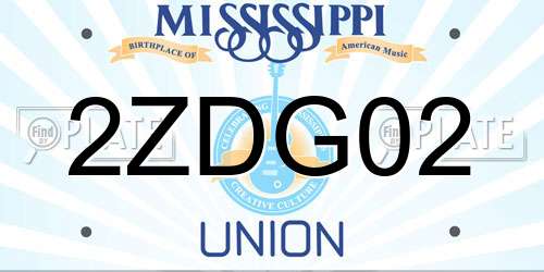 2ZDG02 Mississippi License Plate