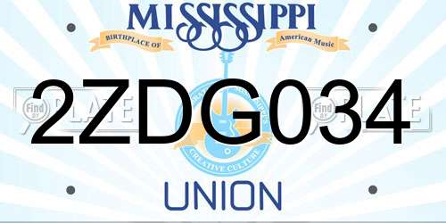 2ZDG034 Mississippi License Plate