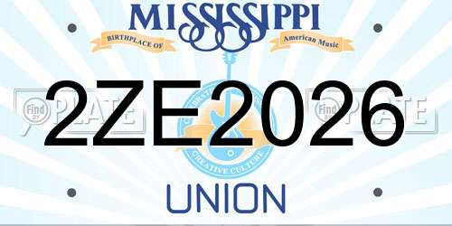 2ZE2026 Mississippi License Plate