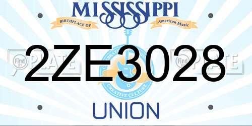 2ZE3028 Mississippi License Plate