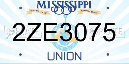 2ZE3075 Mississippi License Plate