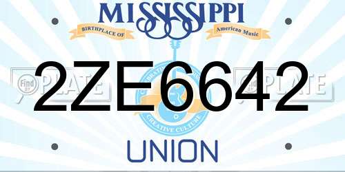 2ZE6642 Mississippi License Plate