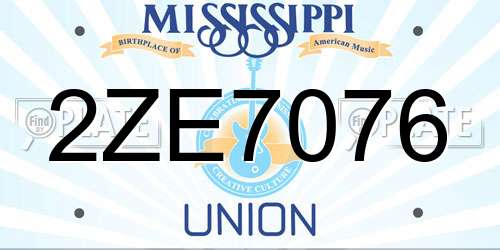 2ZE7076 Mississippi License Plate
