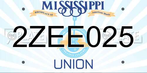 2ZEE025 Mississippi License Plate