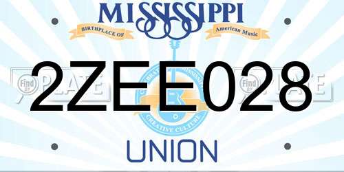 2ZEE028 Mississippi License Plate