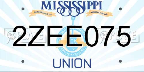 2ZEE075 Mississippi License Plate