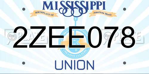 2ZEE078 Mississippi License Plate