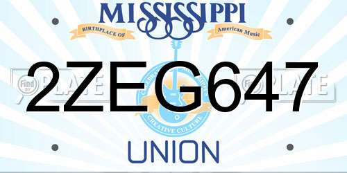 2ZEG647 Mississippi License Plate