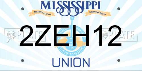 2ZEH12 Mississippi License Plate