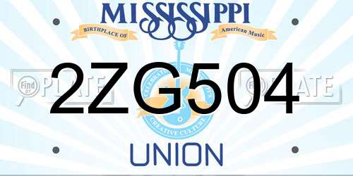 2ZG504 Mississippi License Plate