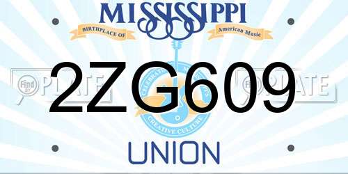 2ZG609 Mississippi License Plate