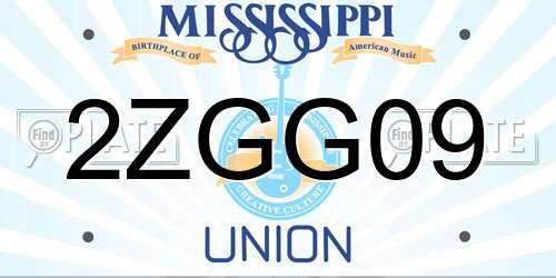 2ZGG09 Mississippi License Plate