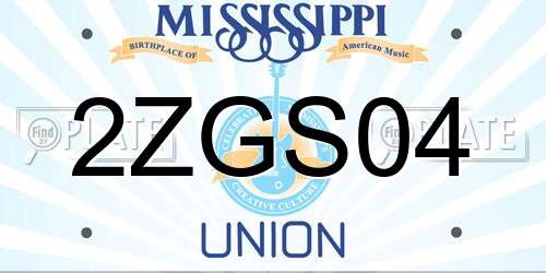 2ZGS04 Mississippi License Plate