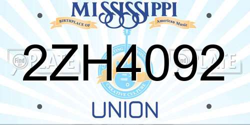 2ZH4092 Mississippi License Plate