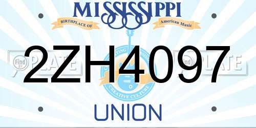 2ZH4097 Mississippi License Plate