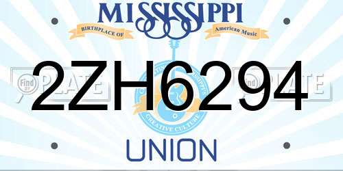 2ZH6294 Mississippi License Plate