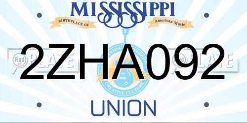 2ZHA092 Mississippi License Plate