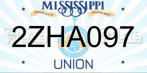 2ZHA097 Mississippi License Plate