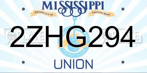 2ZHG294 Mississippi License Plate