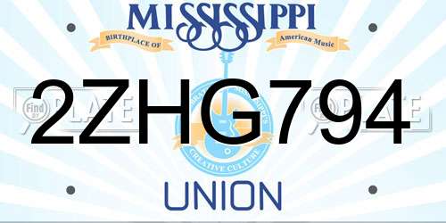 2ZHG794 Mississippi License Plate