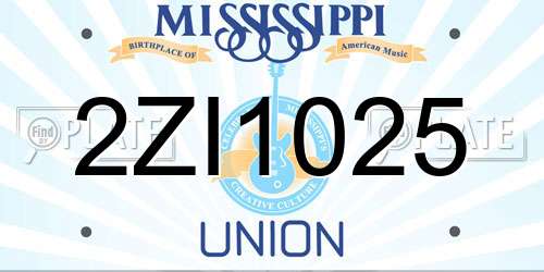 2ZI1025 Mississippi License Plate