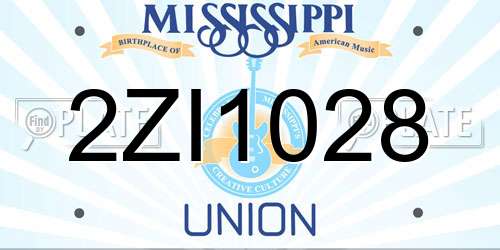 2ZI1028 Mississippi License Plate
