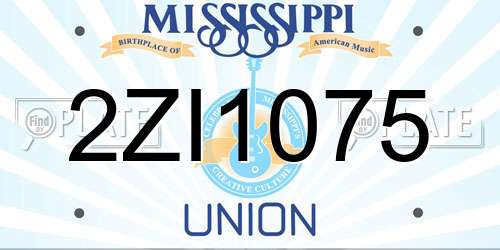 2ZI1075 Mississippi License Plate